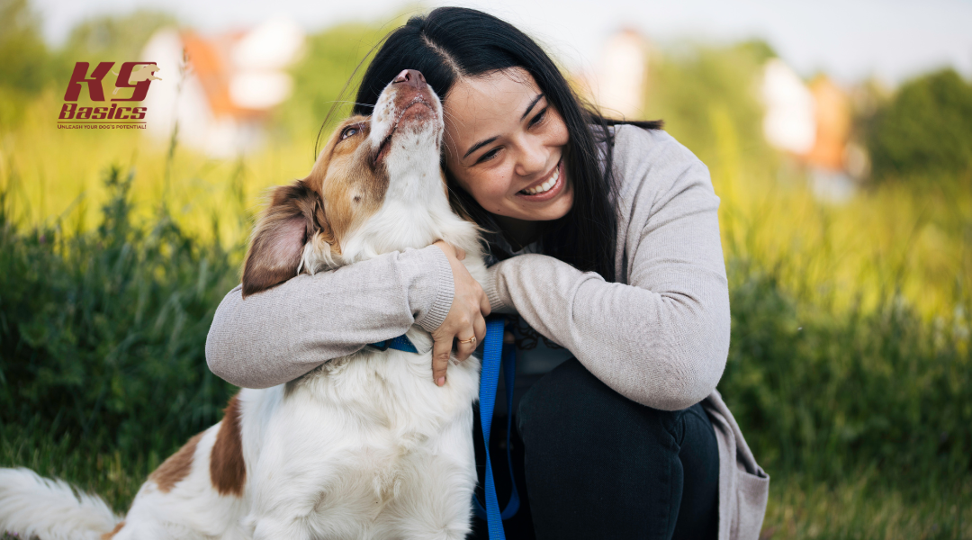 Dog and owner smiling